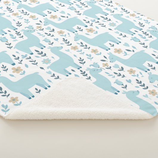 Llama & Flowers Sherpa Blanket - Customized Sizing シェルパブランケット (3/4)