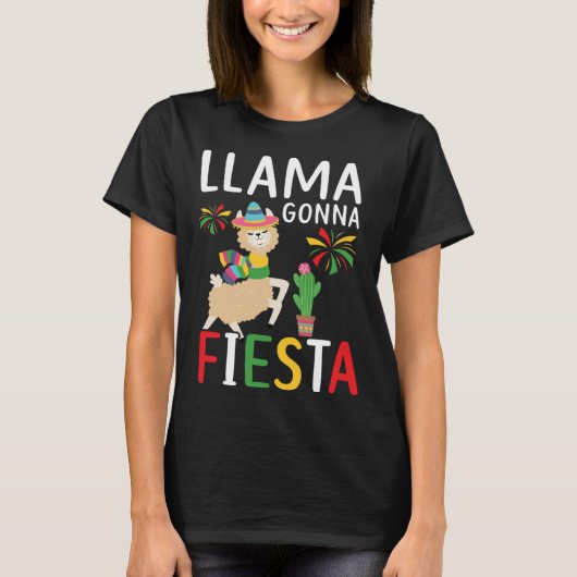 Llama Gonna Fiesta Mexico Mexican Festival Cinco d Tシャツ (正面)