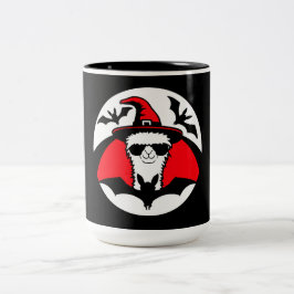 Llama Halloween Witch Hat Bats Cool Animal Party ツートーンマグカップ