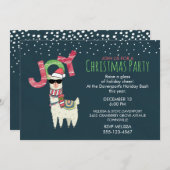 Llama in Santa Hat and Sunglassesクリスマスパーティー 招待状 (正面/裏面)