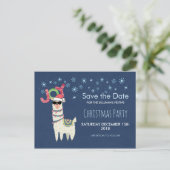 Llama in Santa Hat with Snowflaksデートを保存 ポストカード (スタンド正面)