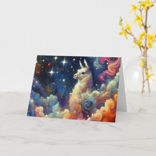 Llama in the Clouds カード (黄色い花)