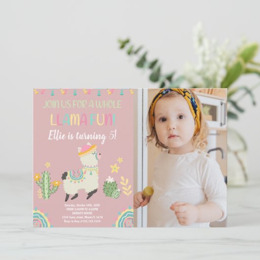 Llama invitations with photo 招待状 (スタンド正面)