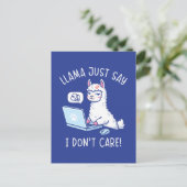 Llama Just Say I Don't Care - 面白いラマのオフィスデザイン ポストカード (スタンド正面)