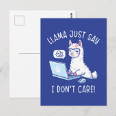 Llama Just Say I Don't Care - 面白いラマのオフィスデザイン ポストカード (正面/裏面)