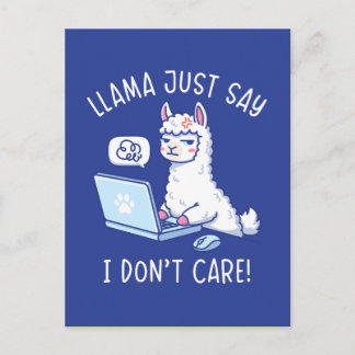 Llama Just Say I Don't Care - 面白いラマのオフィスデザイン ポストカード