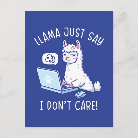 Llama Just Say I Don't Care - 面白いラマのオフィスデザイン ポストカード (正面)