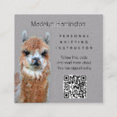 Llama Knitting Instructor QRコード名刺 スクエア名刺 (正面)