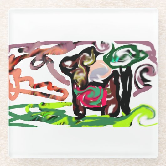 Llama Lazy ガラスコースター (正面)