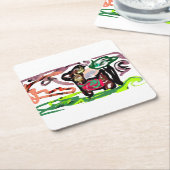 Llama Lazy スクエアペーパーコースター (アングル)