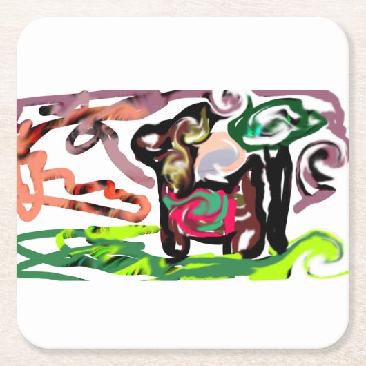 Llama Lazy スクエアペーパーコースター (正面)