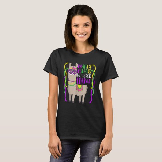 Llama Lover Mardi Gras Celebration New Orleans Lou Tシャツ (正面フル)