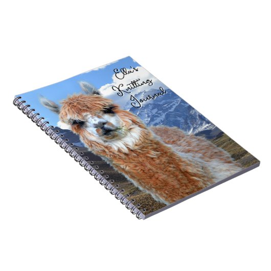 Llama Mountains Personalized Knitting Journal ノートブック (右側)