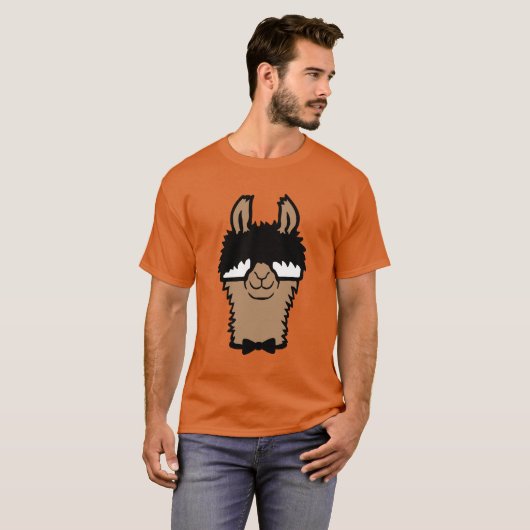 Llama Nerd Geek Glasses Bow Tie Funny Alpaca Tシャツ (正面フル)