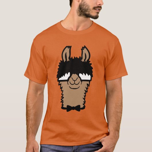 Llama Nerd Geek Glasses Bow Tie Funny Alpaca Tシャツ (正面)