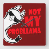Llama Not My Probllama ピースハンドサングラス スクエア壁時計 (正面)