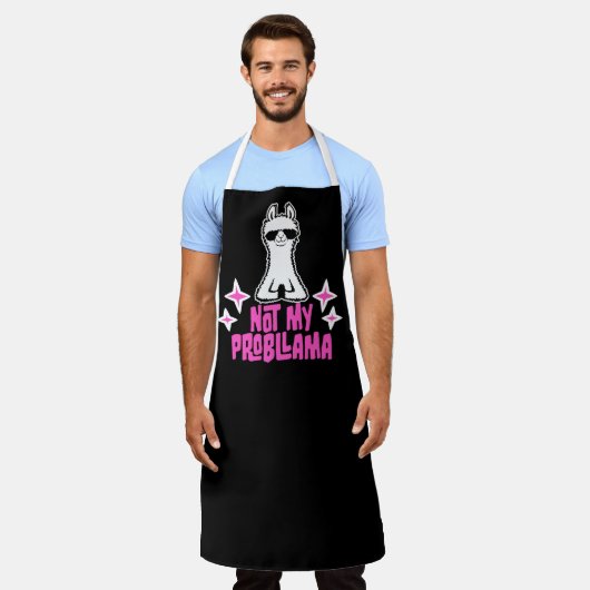Llama Not My Probllama 瞑想 ヨガ サングラス  エプロン (着用した状態)