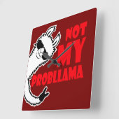 Llama Not My Probllama Peace Hand Sign Sunglasses スクエア壁時計 (傾斜)