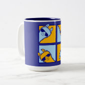 Llama Pop Art Quad Cool Sunglasses Pattern Retro A ツートーンマグカップ (正面左)