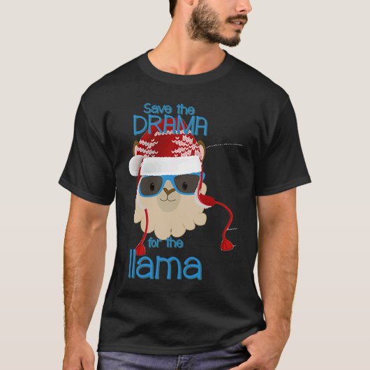 Llama Save The Drama No Prob Christmas Holiday Tシャツ (正面)