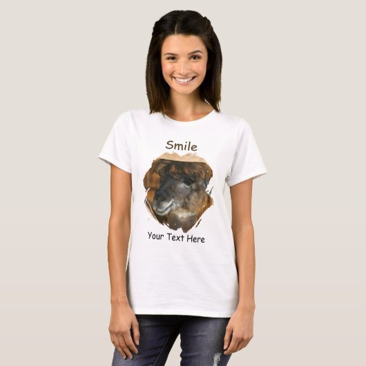 Llama Smile Cute Animal  Tシャツ (正面フル)