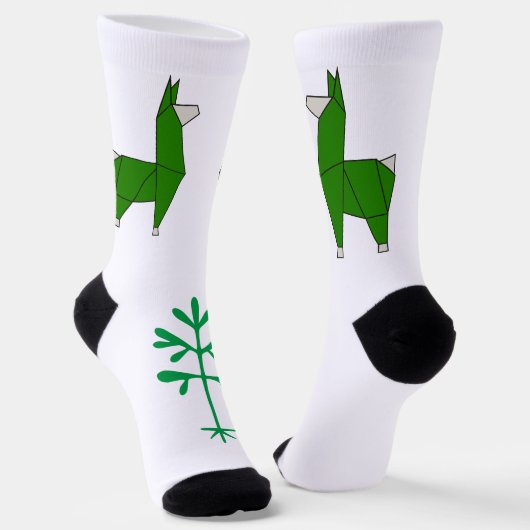 Llama Socks in Green（緑のラマソックス）、テイク2 ソックス (傾斜あり)