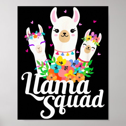 Llama Squad Funny Cute Llama Matching ポスター (正面)