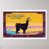 Llama Standing Peru 1920s-30s Matchbox Label ポスター (正面)