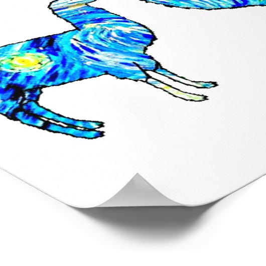 Llama Starry Night, Van Gogh, Poster ポスター (角)