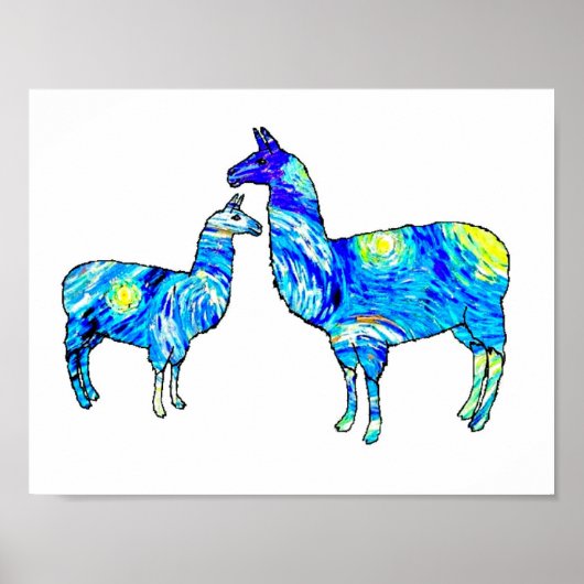 Llama Starry Night, Van Gogh, Poster ポスター (正面)