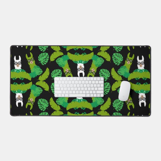 Llama Themed Print デスクマット (キーボード&マウス)