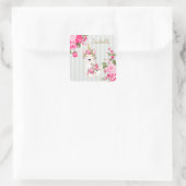 Llama Unicorn – ピンクの四角いステッカー スクエアシール (バッグ)