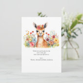Llama Wildflowers ベビーシャワーのサンクスカード (スタンド正面)