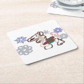 Llama winter fun スクエアペーパーコースター (アングル)