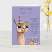 Llama With Birthday Cake Birthday Card カード (黄色い花)