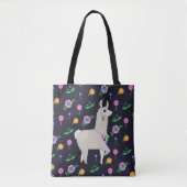 Llama with Flowers トートバッグ (正面)