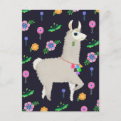 Llama with Flowers ポストカード (正面)