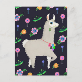 Llama with Flowers ポストカード