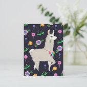Llama with Flowers ポストカード (スタンド正面)