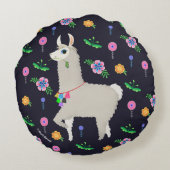 Llama with Flowers ラウンドクッション (裏面)
