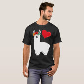 Llama With Heart Balloon Valentines Day Love Boys Tシャツ (正面フル)