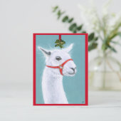 Llama with Mistletoe Christmas Holiday post card ポストカード (スタンド正面)