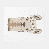 Llama with white Blossoms フリースブランケット (正面(横))