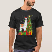 Llama  Xmas Holiday Santa Llama Christmas Tree Tシャツ (正面)