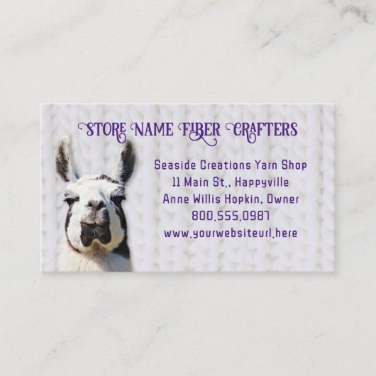 Llama Yarn Shop Fiber Seller 名刺 (正面)