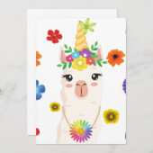 Llamacorn招待状5x7カード 招待状 (正面/裏面)