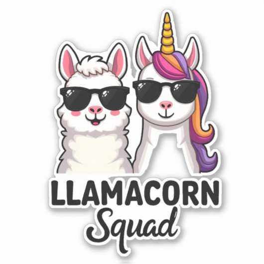 Llamacorn Squad Funny Unicorn Llama Squad Christma シール (正面)