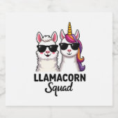 Llamacorn Squad Funny Unicorn Llama Squad Christma スパークリングワインラベル (シングルラベル)