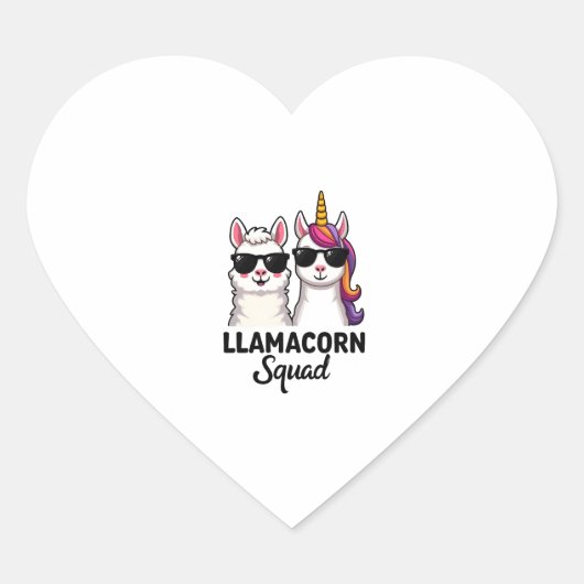 Llamacorn Squad Funny Unicorn Llama Squad Christma ハートシール (正面)