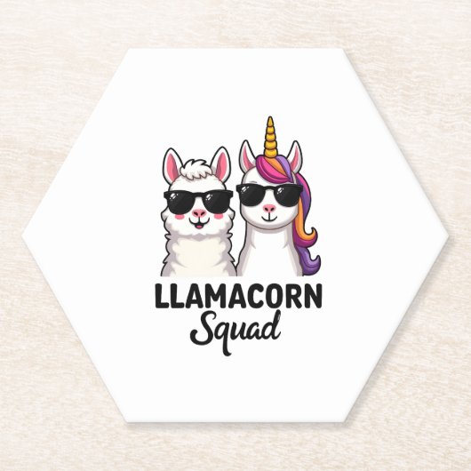 Llamacorn Squad Funny Unicorn Llama Squad Christma ペーパーコースター (正面)